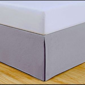 Linen Weave Twin BedSkirt , Gray 15 Inch Drop